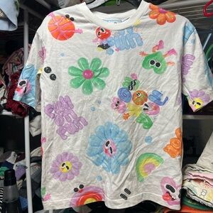 8-10y H&M White T-Shirt with Colorful Fun Print